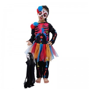 Ny stil halloween kostume mode skelet børn skræmmende kostume horror kranium jumpsuit carnival party børn kostume