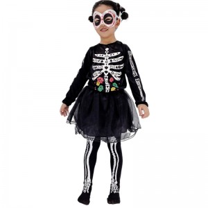 Piger Halloween Skeleton Dress Party Performance Costumes
