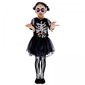 Piger Halloween Skeleton Dress Party Performance Costumes