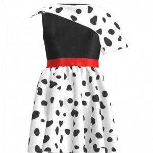 Hot Sale Fødselsdagsfest 2022 Film Cosplay Children Dresses Girl Party Black White Cruella Deville Dalmatians kjole til Halloween