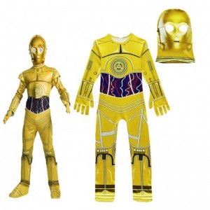 Engrosfilm&film outfits dragt til halloween fødselsdagsfest stjernen cosplay wars jumpsuit c-3po robot kostume med maske til børn