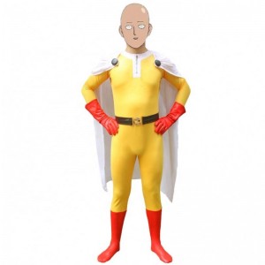 Populær hotteste Halloween -festbørn&adults TV Superhero Jumpsuit med kappe Cosplay Anime One Punch Man Saitama Cartoon Costume