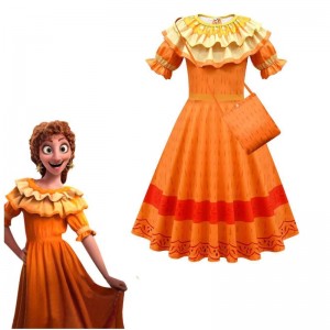Encanto madrigal cosplay kostume pige kjole fancy kjoler til karneval halloween prinsesse kjole briller øreringe mirabel kostume