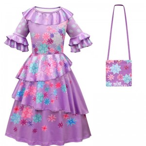 Encanto madrigal cosplay kostume pige kjole fancy kjoler til karneval halloween prinsesse kjole briller øreringe mirabel kostume
