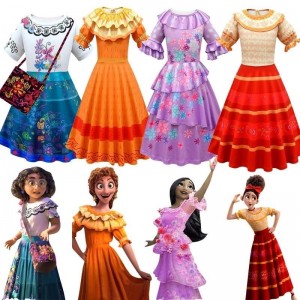 2022 Princess Encanto Mirabel Costume Dress Party Fødselsdag Cosplay Fancy Encanto kjole til børn