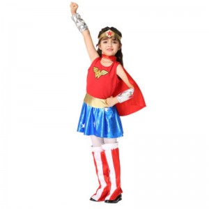 Baige Hot Selling Baby Girl Sleeveless Wonder Woman kostume til piger Halloween kostume sæt EK201