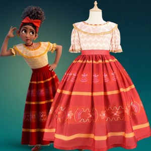 Baige Pigetøj Encanto Mirabel Cosplay Kostumer Fancy Prinsessekjoler Børn Fødselsdag Karneval Fest Tøj + Taske