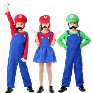 Hot halloween cosplay louis spil scene kostumer blikkenslager overalls børne super mario bros kostumer