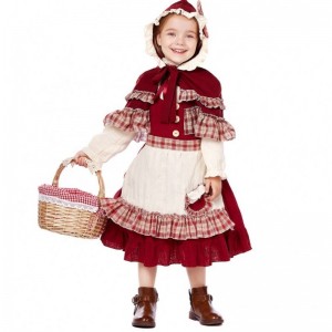 Hot Children \\\\ \'s sceneshow Lolita Soft Girl Style Blonder kjole med kappe Little Red Riding Hood kostumer
