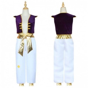 Halloween Aladdin Magic Lamp Cosplay Suits Cap Sleeves Weristcoat Aladdin Prince kostume med bukser HCAL-010