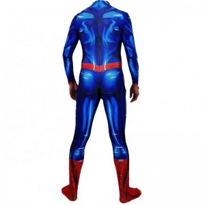 Direkte forsyninger Anime Superhero Zentai sætter halloween bodysuit super kostumer med rød kappe til mand børn