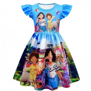 Baige Mirabel Cosplay Costume Girls Flutter Sleeve Casual kjoler Encanto Madrigal kjole