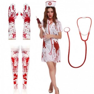 2022 Halloween Killer CareGiver Kvinder Zombie Nurse Bloody Costume HCVM-016