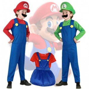 Barn super mari bros cosplay jumpsuit dragt dreng pige halloween anime fantasy romper luigi brødre kjole hat kostume