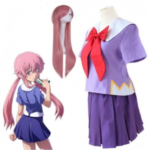 Anime 2. Mirai Gasai Yuno Lolita Sailor Cosplay Costume Loli Bow Short Nederdel Længde 80 cm til kvinder