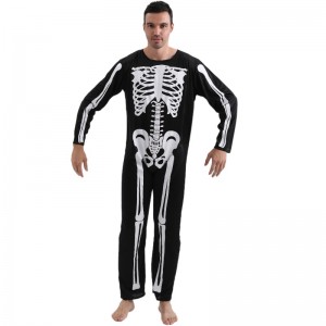 2022 Amazon Adult Jumpsuit Halloween Party Costume Jumpsuit med skelet knogler til mænd