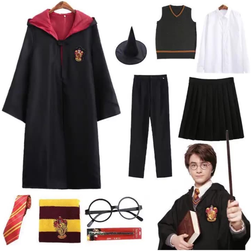 2022 Hot Selling Harry Cosplay Costume Kids and Adult Potter Robe til Halloween Party Costumes