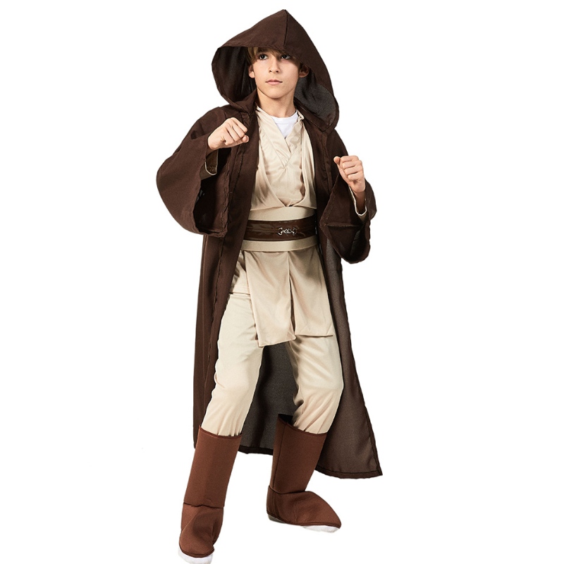 Klassisk barns hætte Jedi Robe Halloween Cosplay -kostume til børn