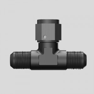 Mandlige Tee Fitting Adapter med kvindelig drejelig på siden Sort