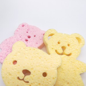 Lille bjørneform rengøringssvamp Magisk badesvamp Cellulose svamp biologisk nedbrydelig