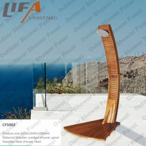 Udendørs brusepanel CF5002, Udendørs brusepanel i træ, Havebrusepanel, fritstående udendørs brusebad