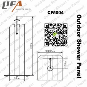 Udendørs brusepanel CF5004, Udendørs brusepanel i træ, Havebrusepanel, fritstående udendørs brusebad