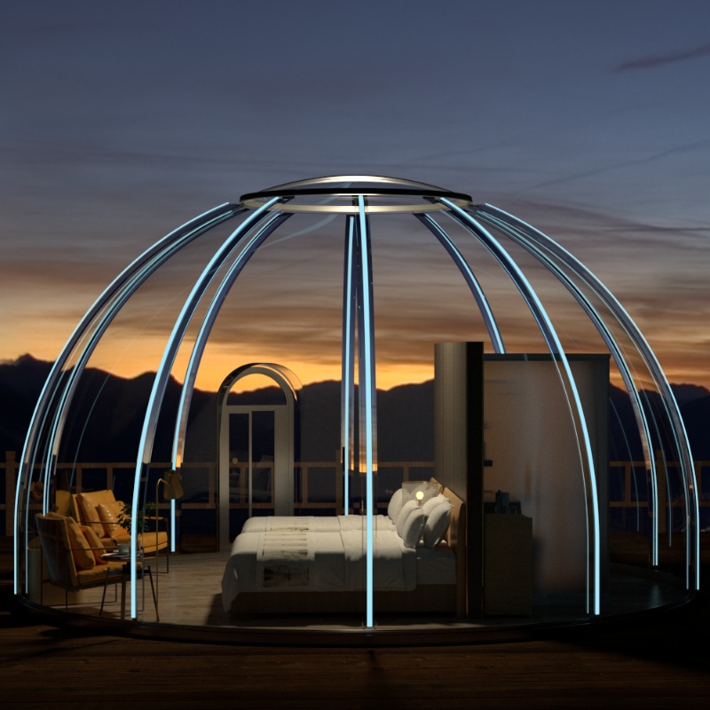 6 meter Luksus Transparent kuppeltelt geodøtisk udendørs camping kuppeltelt til resort hotel, Camping, Udendørs aktiviteter