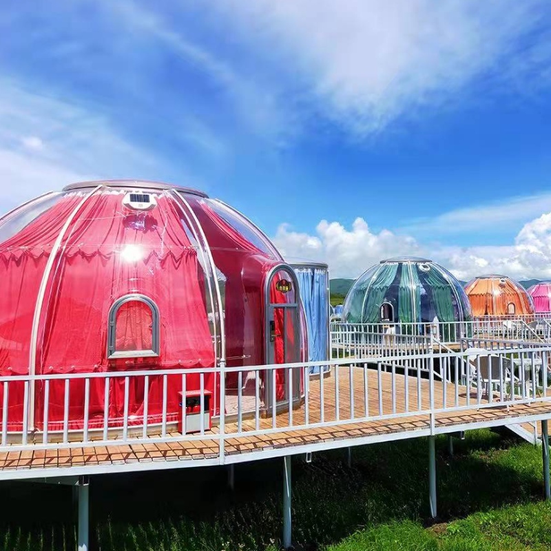 5.3+2.1 Meter Luksus Transparent kuppeltelt geodætisk udendørs camping kuppeltelt til resort hotel, Camping, Udendørs aktiviteter