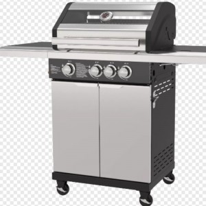 Luksus Udendørs Have Gas BBQ Griller Røgfri Grill Grill Hjem Party BBQ Grill Trolley med kabinetter hjul Rustfrit stål