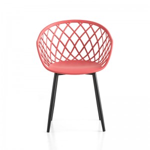 Moderne udendørs møbler PP Plastic Metallic Frame Chaises Plastique Armchair Red Garden Stole