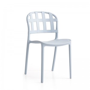 Moderne plastfarvet stol armløs fast ryglæn udendørs enkel lounge plast spisestol
