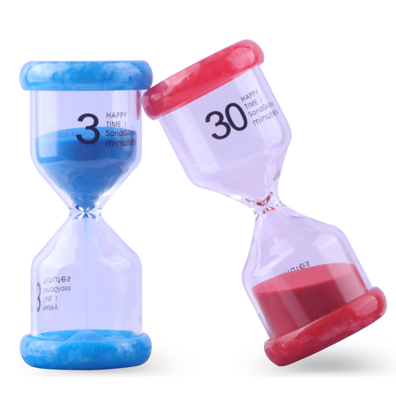 Bestseller Farverig plastik Sand Timer Clock 2/3/5/10/15/30 min til børnepil Decor Hourglass