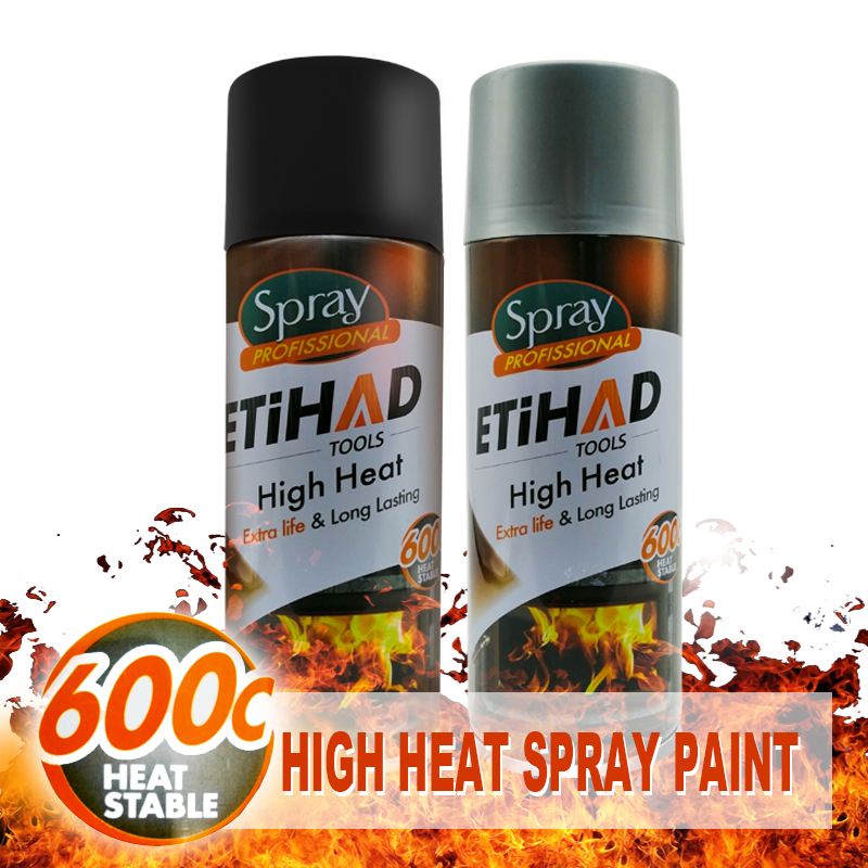 600 Celsius høj temperatur sort og sølvfarve aerosol spraymaling høj varmebestandig akryl spraymaling til komfur BBQ