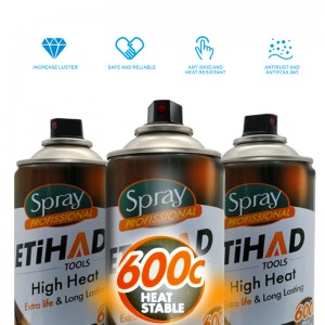 600 Celsius høj temperatur sort og sølvfarve aerosol spraymaling høj varmebestandig akryl spraymaling til komfur BBQ