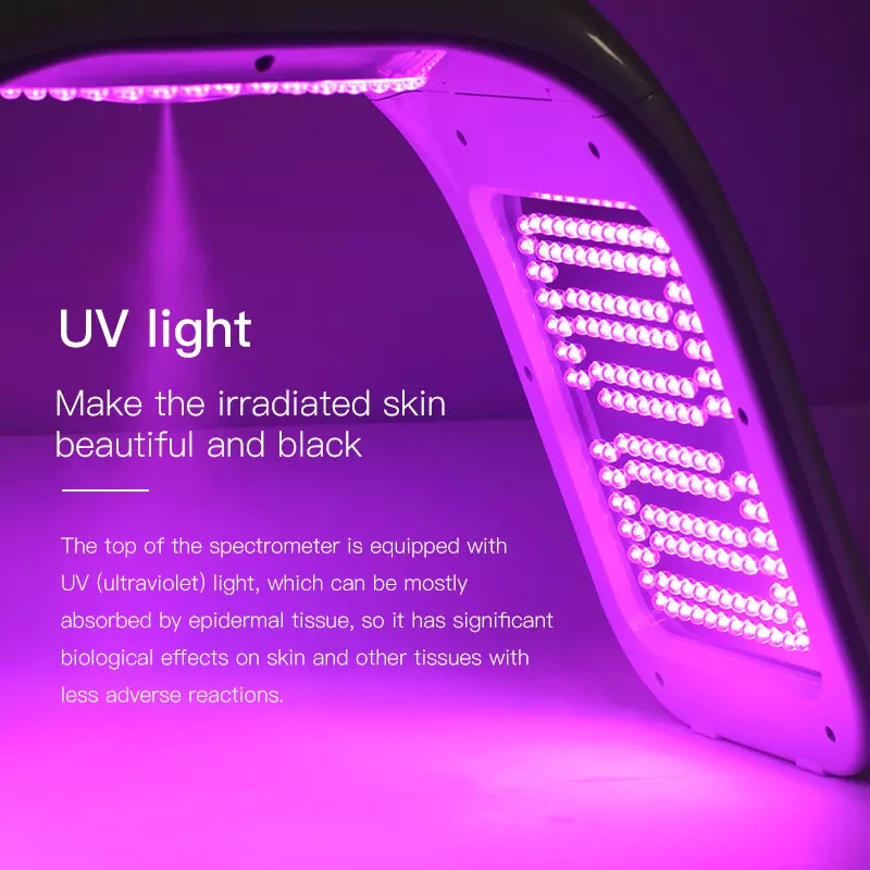 7 farver PDT LED lys 5D kollagen lys terapi ansigtsskønhedsmaskine til hudforyngelse acne Fjern, hudstramning, pigmentfjernelse, acne -behandling, hudforyngelse, rynkefjerner.