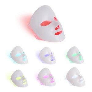 7 farver lys bærbart ansigt LED ansigtsmaske lysbehandling til hjemmebrug, LED lys terapi ansigts hudpleje maske - blå&rødt lys til acne fotonmaske - Korea PDT -teknologi til acne reduktion