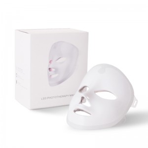 7 farver lys bærbart ansigt LED ansigtsmaske lysbehandling til hjemmebrug, LED lys terapi ansigts hudpleje maske - blå&rødt lys til acne fotonmaske - Korea PDT -teknologi til acne reduktion