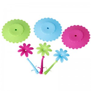 Solsikke kop låg mad rist silikone kop låg