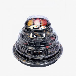 Tilpas Round Sushi Take Away Box, miljøvenlig genanvendelig engangssushi -boks med låg