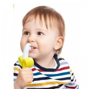 Banan baby teether silikone baby tandbørste baby mini tandbørste træning tandbørste og teether legetøj