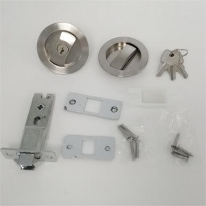 1602 Usynlig glidende staldtræ Door Pocket Door Handle Lock mednøgler