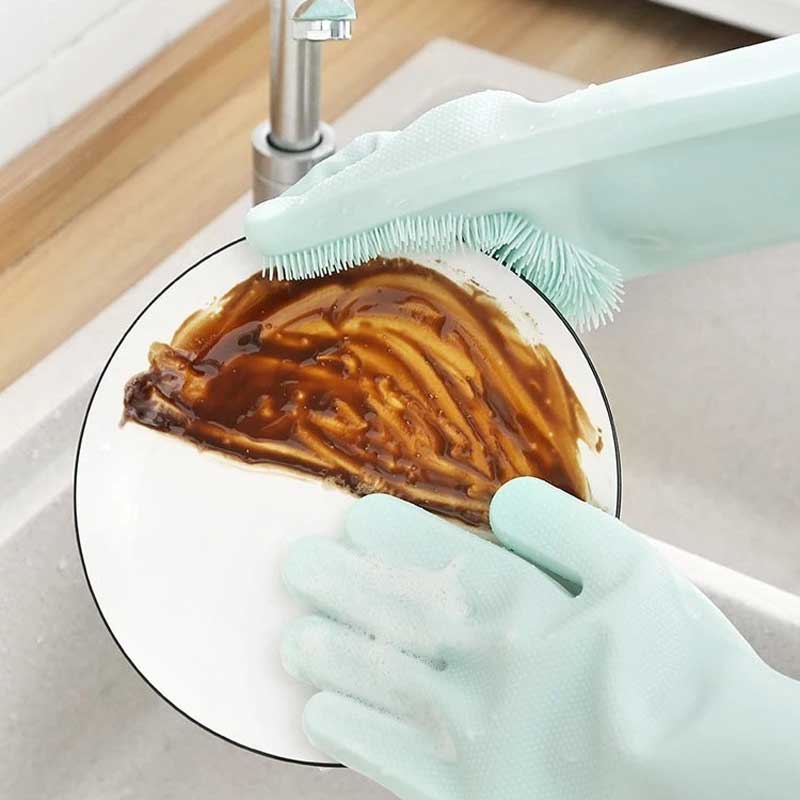 Køkkenrensningshandsker husholdningshandsker gummi -skivehandsker til vask af opvask silikone handske opvask,
