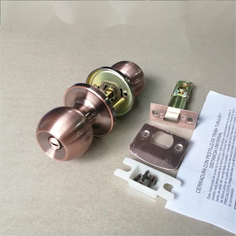 2501 Privatlivsdørsknap til soveværelse og badeværelse, indvendignøglefri kuglelås-antik kobber