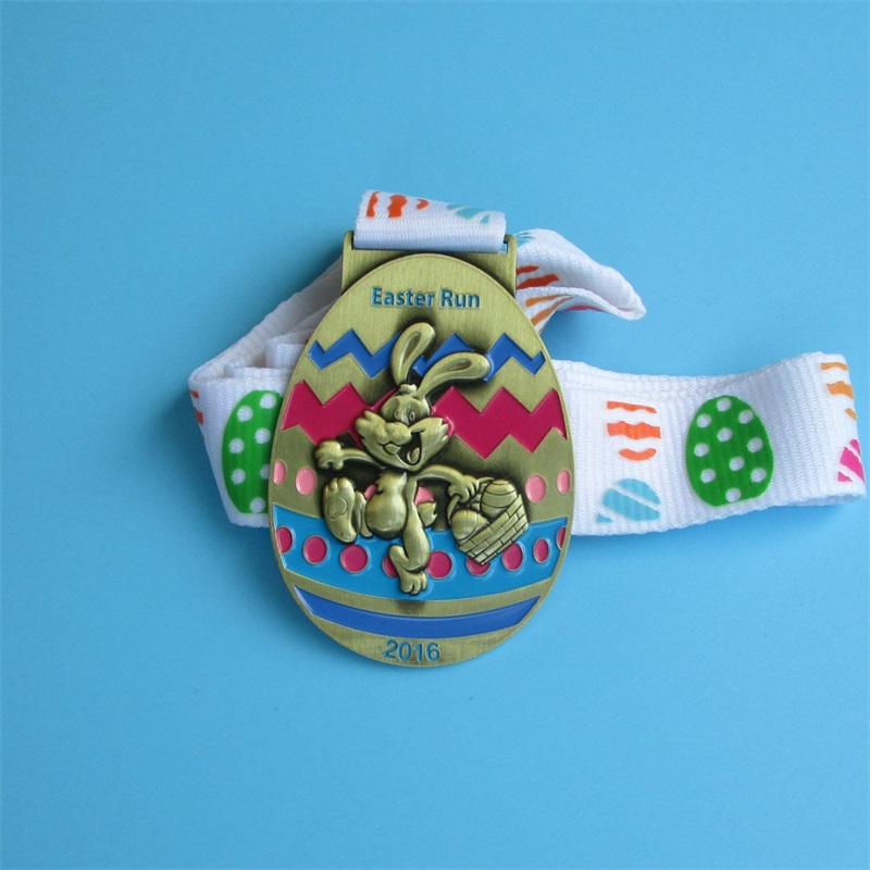 Farverig blød emalje Antik plettering sportslegeringsmedalje med bånd