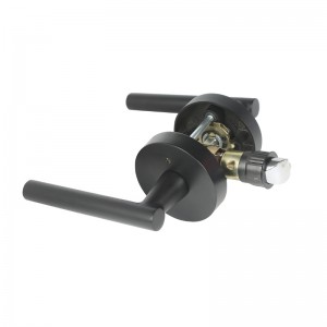 R7506 Sort dørhåndtag med moderne moderne slank rund design til hjemmeværelset eller badeværelsets privatliv,nøglefri dørlås