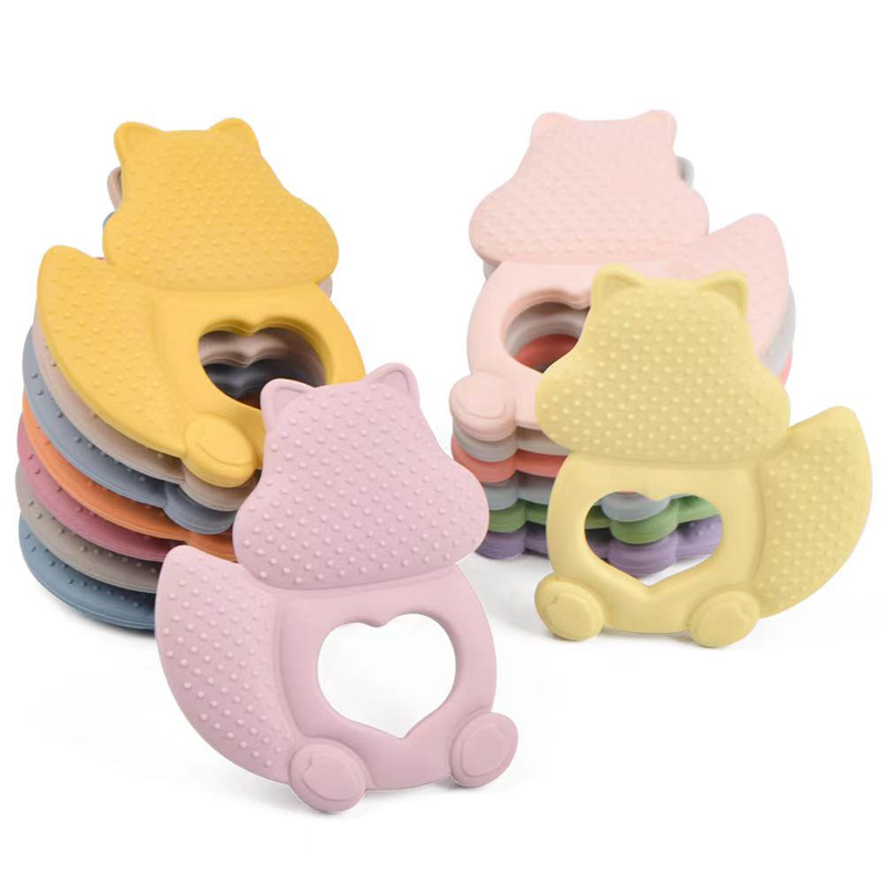 Egern tegneserie bpa gratisny baby teether legetøj silikone baby tygge legetøj teether blød tyggelegetøj baby tænder stokker kogbar madklasse silikone teether