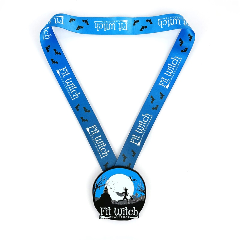 7/8-tommer mat sort metal medalje Halloween lysendenatmedaljer