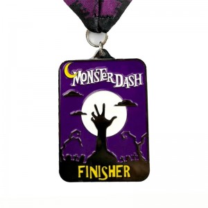 Metal Die Casting Matte Black Metal Medal Halloween flip-åbne sportsmedaljer