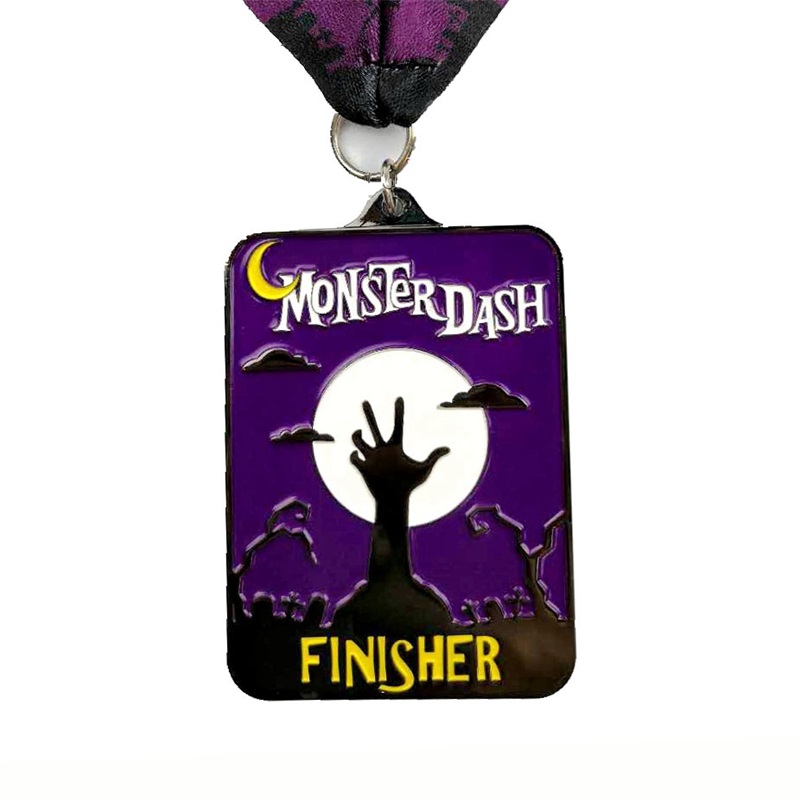 Metal Die Casting Matte Black Metal Medal Halloween flip-åbne sportsmedaljer