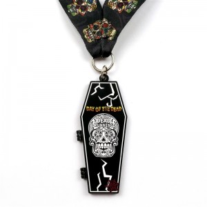 Metal Die Casting Matte Black Metal Medal Halloween flip-åbne sportsmedaljer